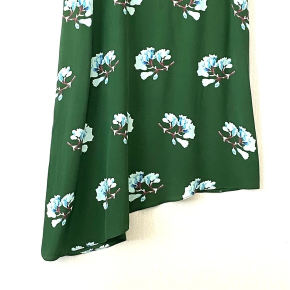 Maje Asymmetric Lace Trimmed Floral Print Silk Blend Dress - Picture 6 of 15